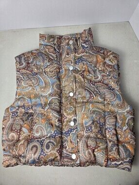 Current Air Paisley Print Puffer Vest Women’s Small Casual Cropped